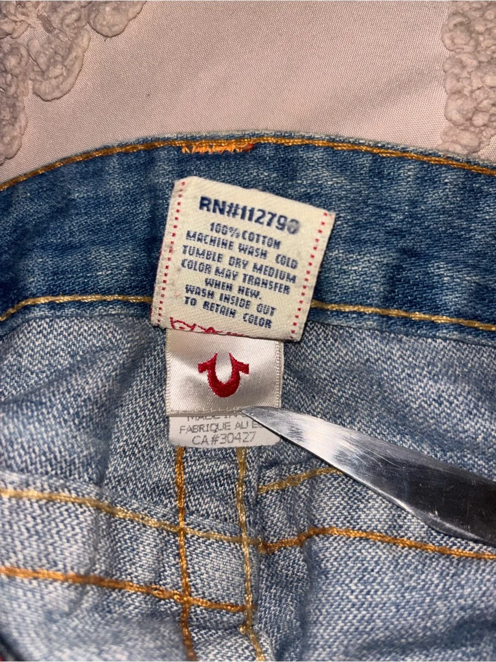 True Religion Joey Blue Denim Jeans Row Seat W 30 L 32 Actual 32”x32”